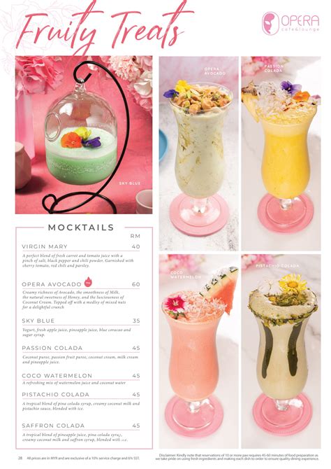 Image result for Opera Waterloo Menu