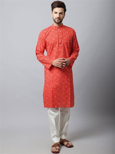 Red Bandhani Men Kurta Pajama – anokherang