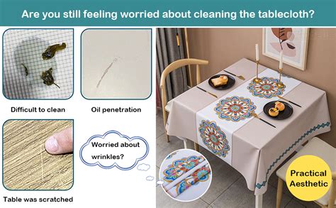 Buy Yindella 4 to 6 Seaters PVC Dining Tablecloth Cover Waterproof Oil ...