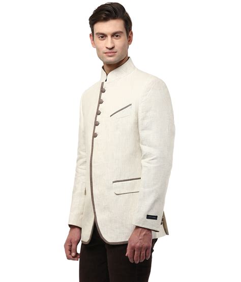 Cream 100% Linen Evening wear Bandhgala Jacket