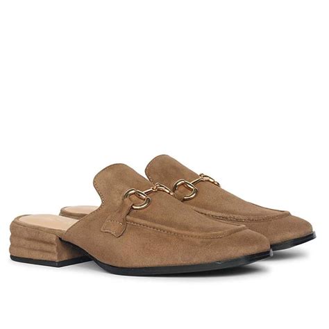 Buy Saint G Womens Taupe Leather Mules Online