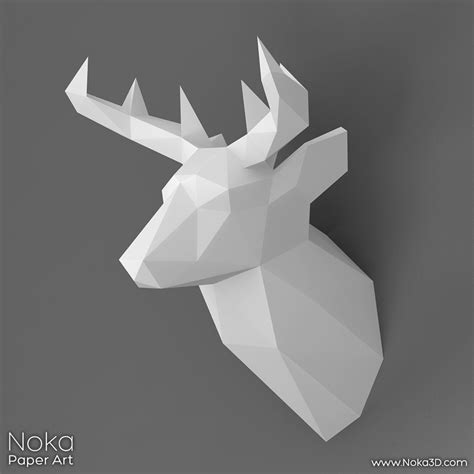 Buy Deer Head Trophy 3D Papercraft Model. Downloadable DIY Online in ...