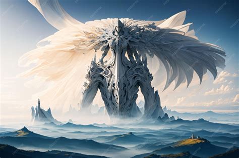 Colossal white titan creature in a plain | Premium AI-generated image