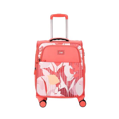 Genie Poppy Trolley Bag Small Size, 57 cms Pink Printed Soft Luggage ...