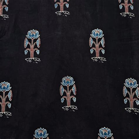 Pure Cotton Gad Ajrak Black And Rust Red With Rust Blue Flower Motifs ...