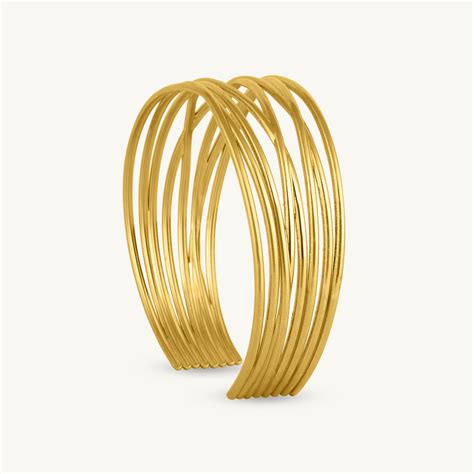 Shop Sunray Strands Cuff Gold Bracelet for Women - PALMONAS