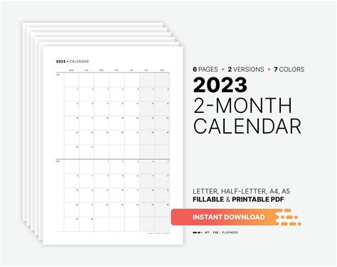 Printable 2 Month Calendar | Plan Your Year Easily!
