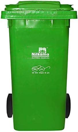 Nilkamal Plastic Manual-Lift 120 Ltr Wheel Garbage Dustbin (Green ...