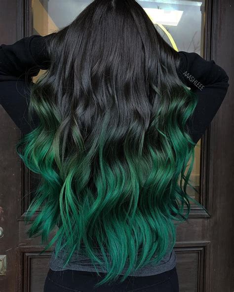 Black And Dark Green Hair
