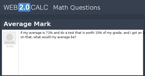 View question - Average Mark