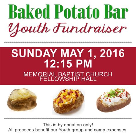 Baked Potato Bar Fundraiser at Memorial Baptist Church, Channelview