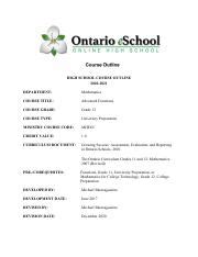 Image result for Advanced Functions Course Outline