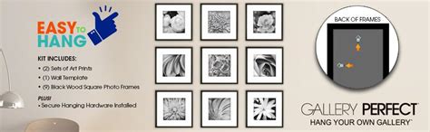 Gallery Perfect Hang Your Own Gallery Square 9-Piece Frame Set (Black ...