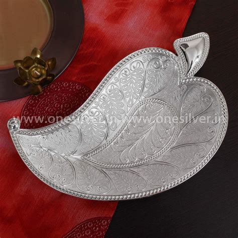 GS Silver Plated Leaf Tray 10" – onesilver.in