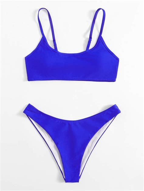 Solid High Cut Bikini For Summer Beach | SHEIN USA