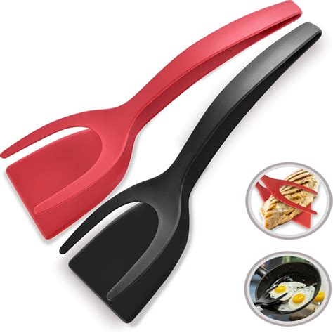 Amazon.com: 2 in 1 Flipper Spatula with tongs - Nylon Easy Grip Flip ...