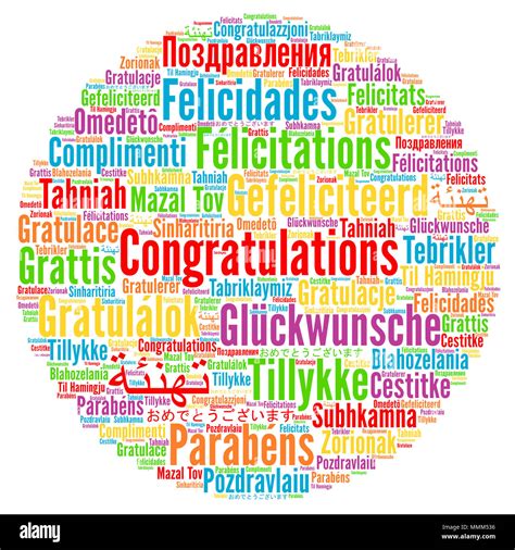 Congratulations in different languages word cloud Stock Photo - Alamy