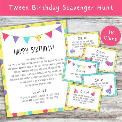 Birthday Scavenger Hunt for Teens, Treasure Hunt for Older Kids Tweens ...