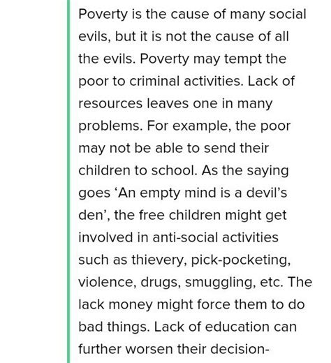 essay on poverty is the cause of all evils - Brainly.in