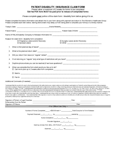 Image result for Disability Insurance Claim Form