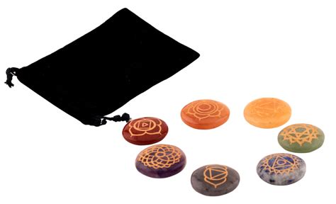 Seven Chakra Round Stones with Symbol – Healing Crystals India