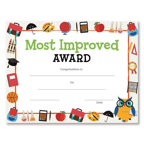 Most improved award certificates pack – Artofit