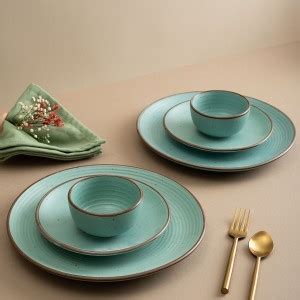 Urban Space Pack of 6 Ceramic Dinner Set - Ocean Green Dinner Set Price ...