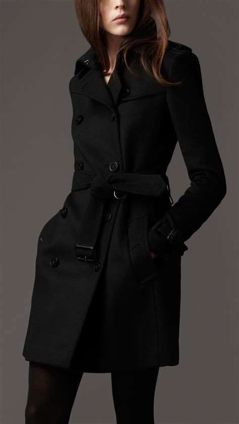 Black Wool Trench Coat Women