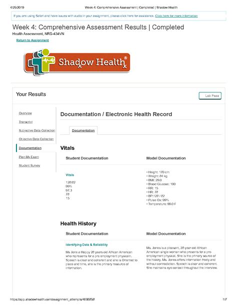 SOLUTION: Nrs 434vn topic 4 assignment shadow health comprehensive ...