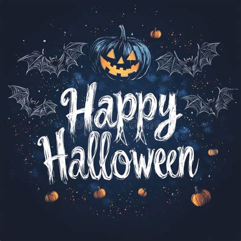 Happy Halloween Greeting Card with Pumpkins and Bats Flying. Generated ...