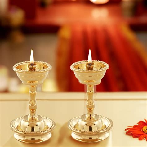 Buy Sacch | Pure Brass Udupi Nanda Diya for Puja (Set of 2 ...