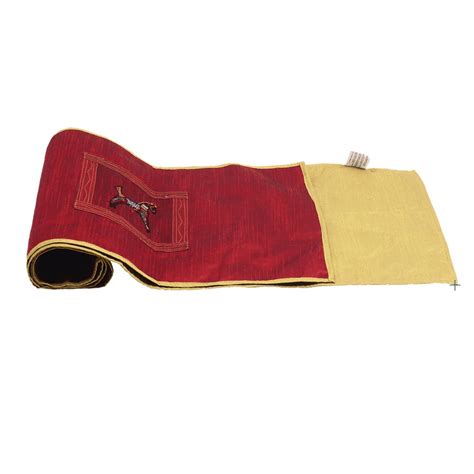 Maroon Colour Hand Embroidered 6 Seater Dining Table Runner – Indha