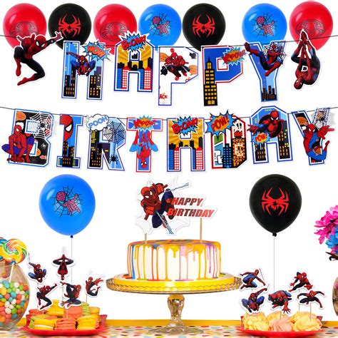 Buy OSDUE 21PCS Spider Cake Toppers, Happy Birthday Cake Toppers ...