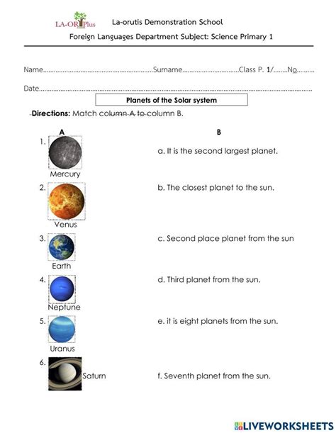 Image result for Worksheet On Solar System
