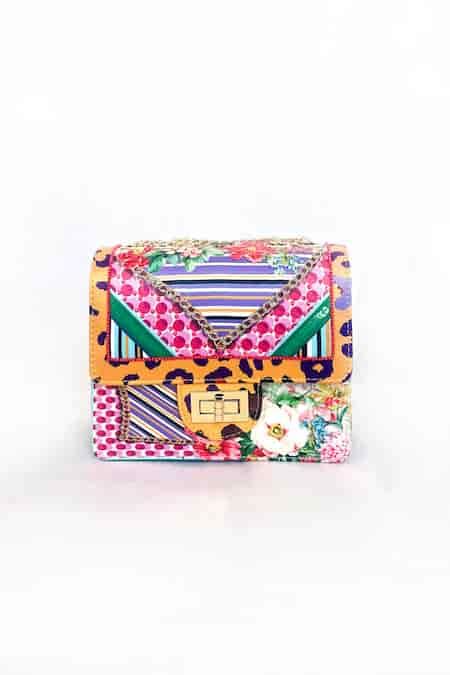 Buy Orange Chains Scarf Print Floral Turn Lock Bag by The Garnish ...