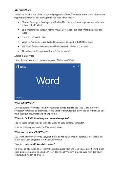 Microsoft Word - additional information - Microsoft Word Since MS Word ...