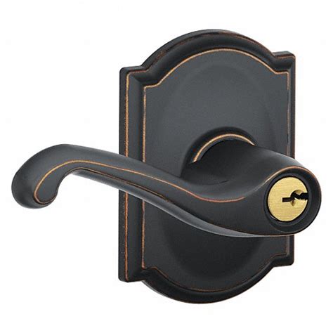 SCHLAGE, Office Lever Locksets, Bronze, Door Lockset - 49ZT25|F51A FLA ...