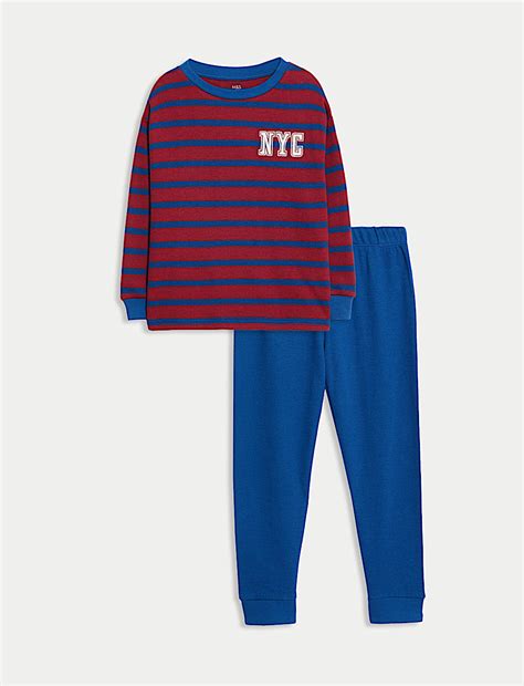 Buy Pure Cotton NYC Striped Pyjamas (1-8 Yrs) at Marks & Spencer