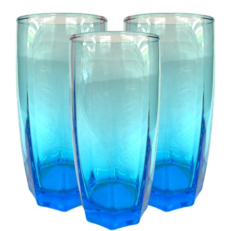 Drinking Glasses 16 oz Sky Blue - 6 in Glass Tumblers - 2 Pack ...