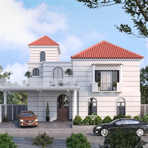 Spanish Style Architecture Elevation 25ft Front Elevation Design