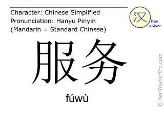 English translation of 服务 ( fuwu / fúwù ) - to serve in Chinese