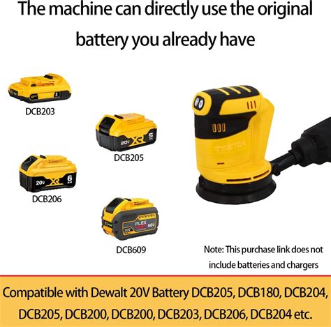 Buy TEETOK Cordless Orbital Sander for Dewalt 20V Max Battery, Random ...