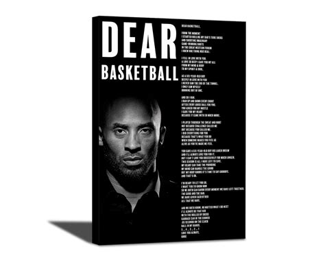 Kobe Bryant Dear Basketball Art Canvas Mamba Mentality Black | Etsy