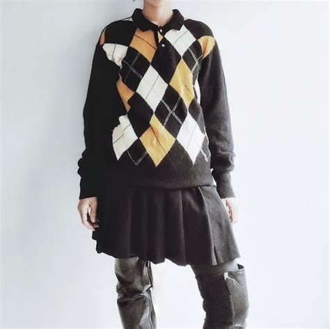 ARGYLE HENLEY NECK KNIT SWEATER. | rhythm.war*p リズムワープ