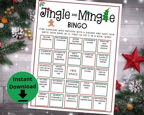 Work Holiday Bingo Jingle Mingle Bingo, Mix and Mingle Bingo, Workplace ...