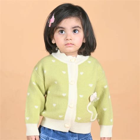 Mama And Peaches Polka Dot Hearts full sleeves Sweater - Green – Mama ...