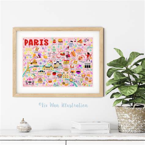 Buy Paris Map Poster - Paris Map - Map of Paris - Illustrated Paris Map ...