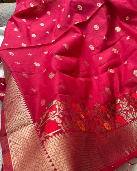 T024 Rani pink banarasi cotton kurta set – Thugiil.com
