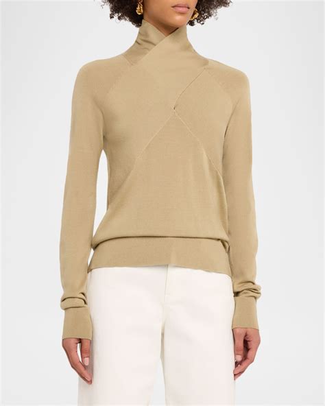 Toteme Crossover Merino Wool Sweater | Neiman Marcus