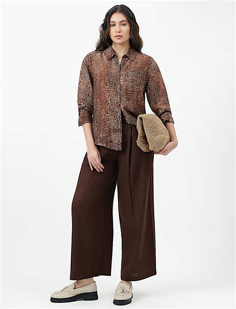 Buy Lyocell Lepard Print Spread Collar Shirt at Marks & Spencer